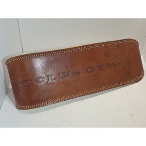 Gold's Gym Vintage Brown Full Grain Leather Weightlifting Belt Size Large